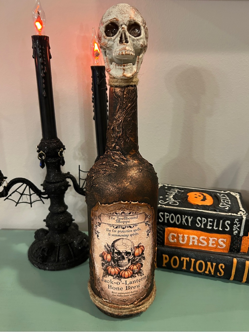 Halloween Decorative Potion Bottle - Jack-o-Lantern Bone Brew